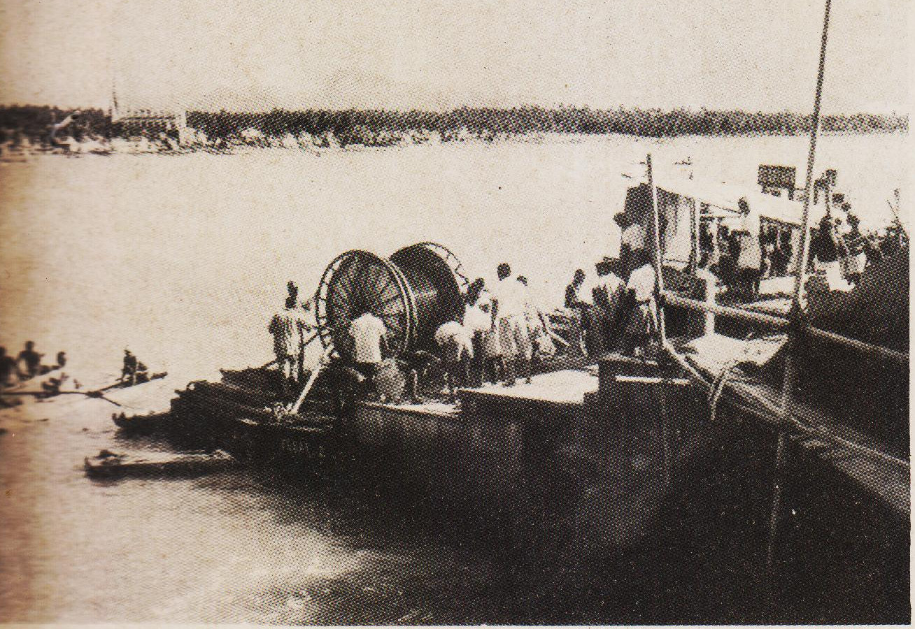 The cable-reel arrived at the Rock-jetty after the laying of the cable -line in the sea-bed.