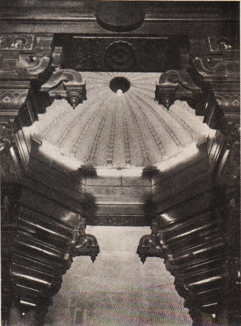 A view of the celling of the Central Shikharam of the Sabha Mandapam.