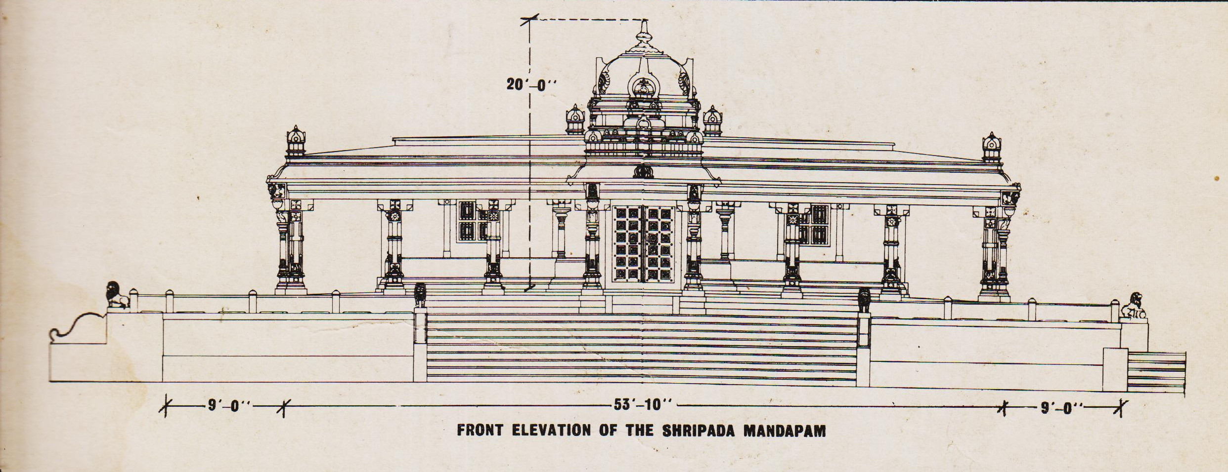 Front Elevation Of The Shripada Mandapam