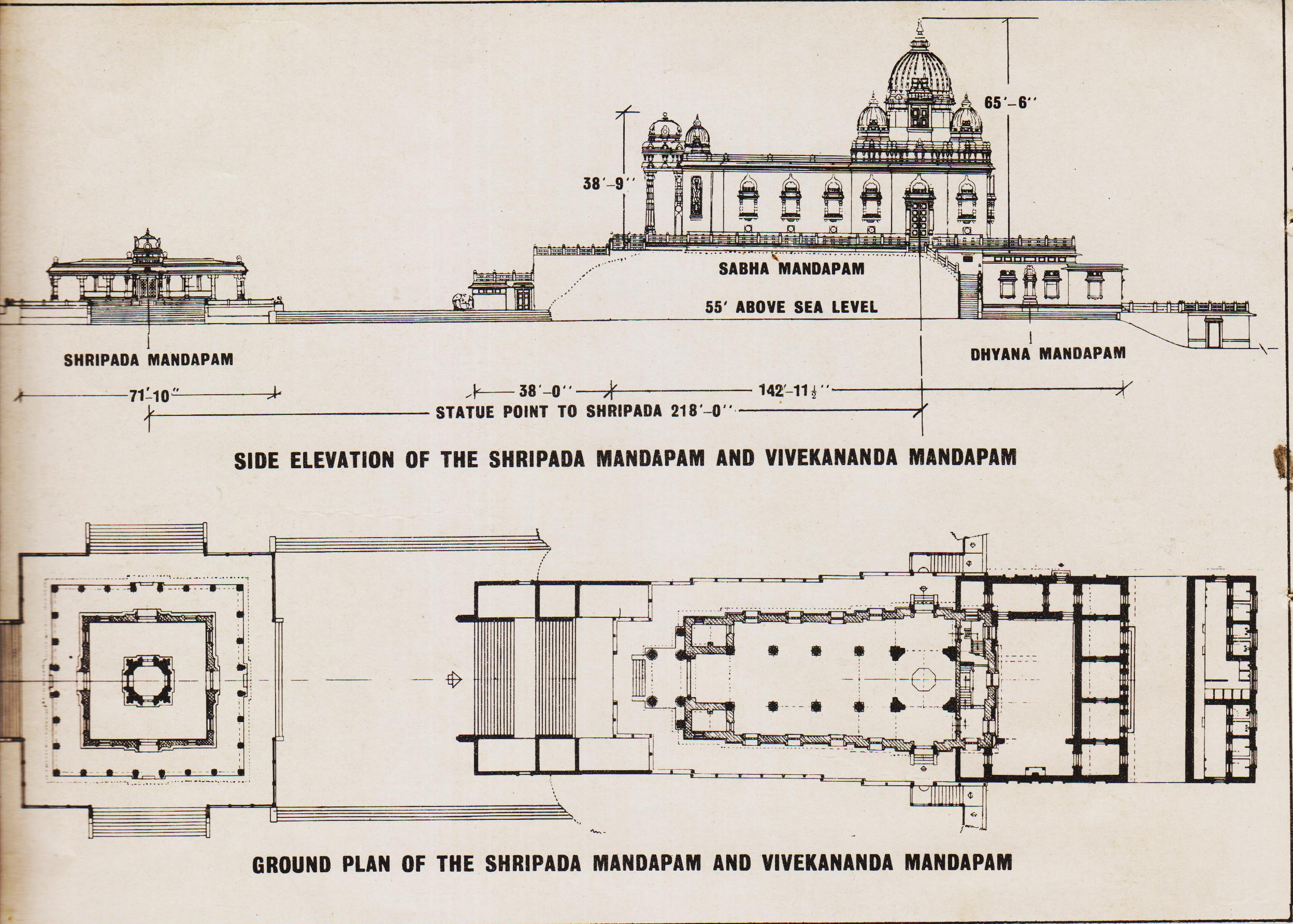 Ground Plan of the Sripad Mandapam and Vivekananada Mandapam