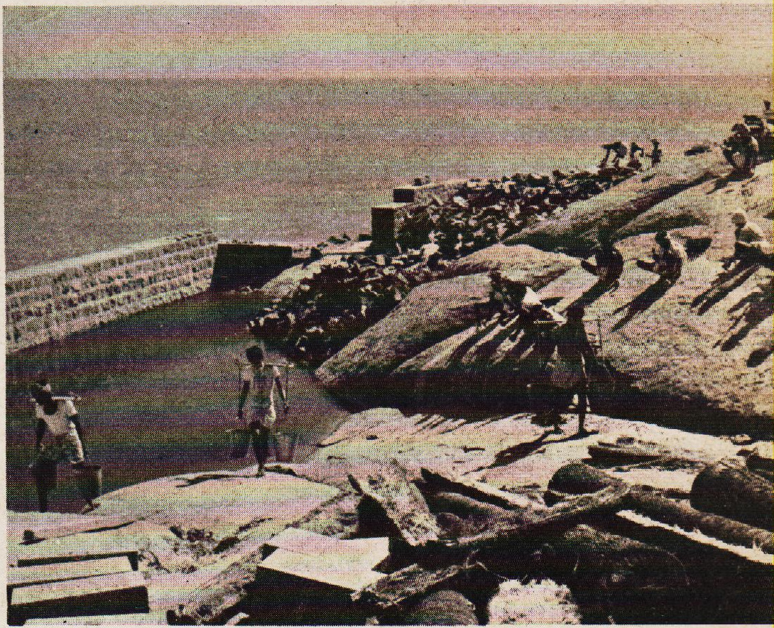 A reservoir constructed on the north-eastern slopes of the Rock to catch and store rain water.