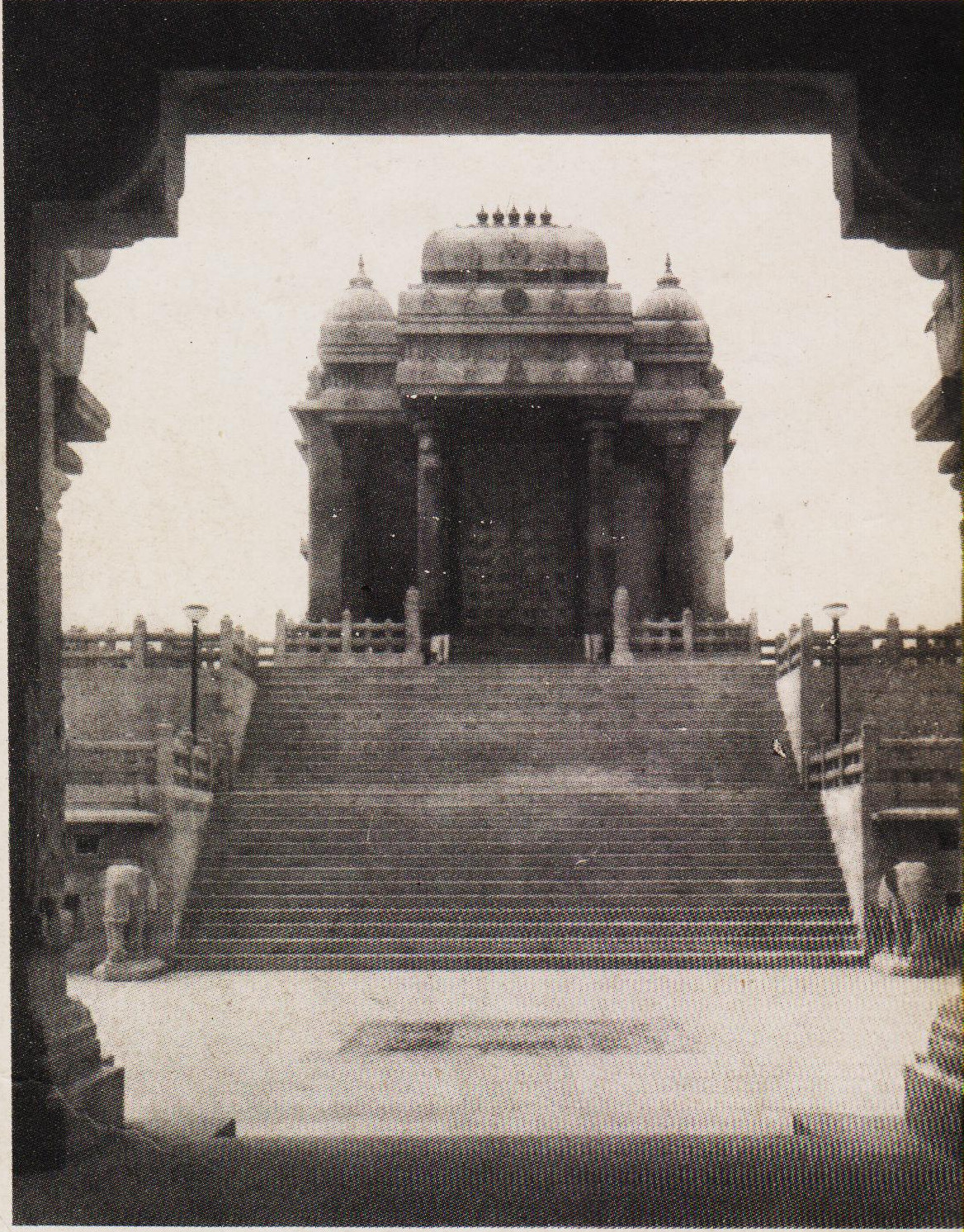 Vivekananda Mandapamas viewed from the entrance door of the Shripada Mandapam.